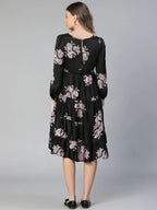 Women's Black Floral Print Maternity Dress