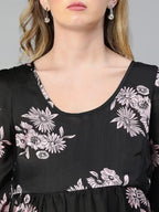 Women's Black Floral Print Maternity Dress