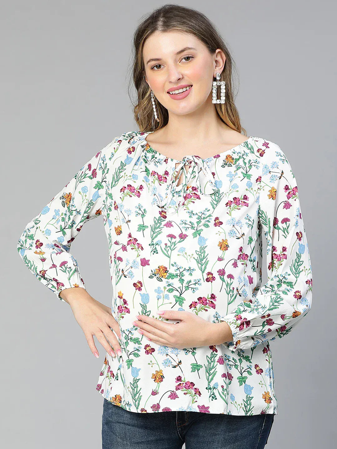 Women Floral Print Maternity Top