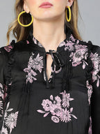 Women Black Floral Print Maternity Top