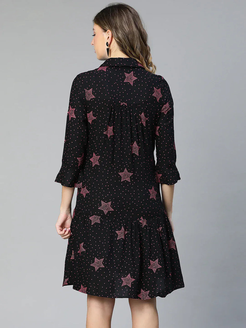 Women Black Star Print Maternity Dress