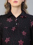 Women Black Star Print Maternity Dress