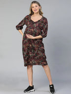 Women Multicolor Floral Print Maternity Dress