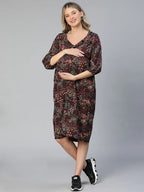 Women Multicolor Floral Print Maternity Dress