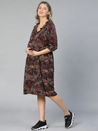 Women Multicolor Floral Print Maternity Dress