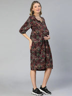 Women Multicolor Floral Print Maternity Dress
