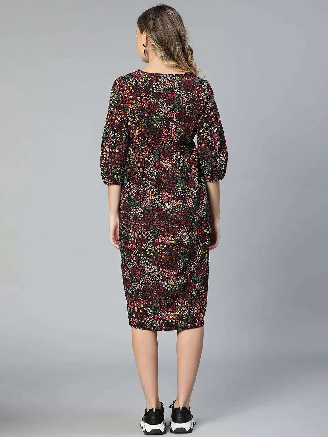 Women Multicolor Floral Print Maternity Dress