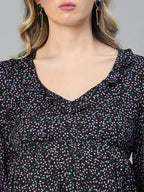 Women Navy Blue Floral Print Maternity Dress