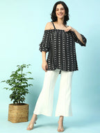 Women Black Floral Maternity Top