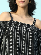 Women Black Floral Maternity Top