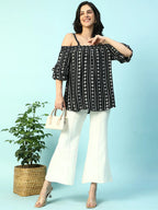 Women Black Floral Maternity Top