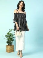 Women Black Floral Maternity Top