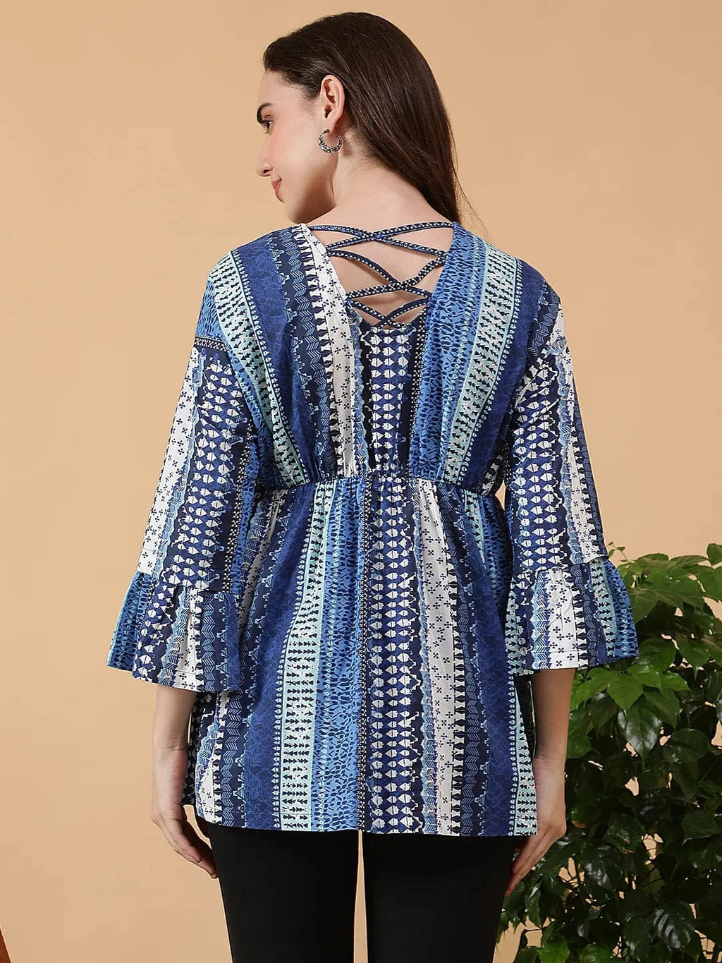 Blue Abstract Print Maternity Cotton Top