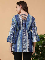 Blue Abstract Print Maternity Cotton Top