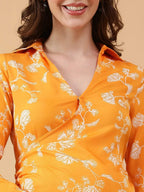 Yellow Floral Print Maternity Dress