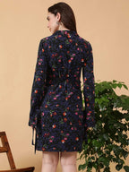 Blue Floral Print Maternity Dress