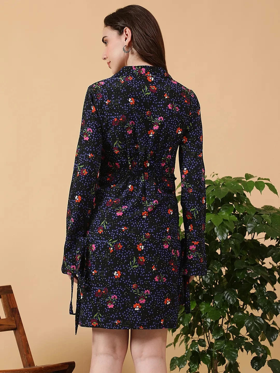 Blue Floral Print Maternity Dress