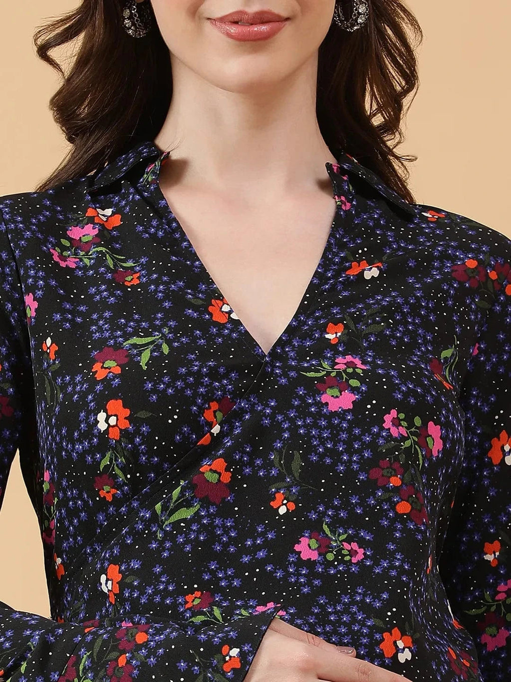 Blue Floral Print Maternity Dress