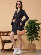Blue Floral Print Maternity Dress