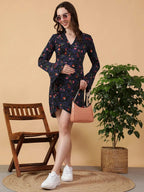 Blue Floral Print Maternity Dress