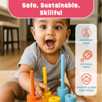 Peg Board - Stack and sort with 8 pattern cards
