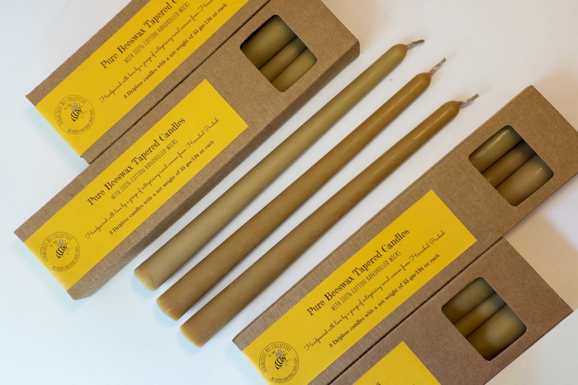 Pure Beeswax Taper Candles Set of 3