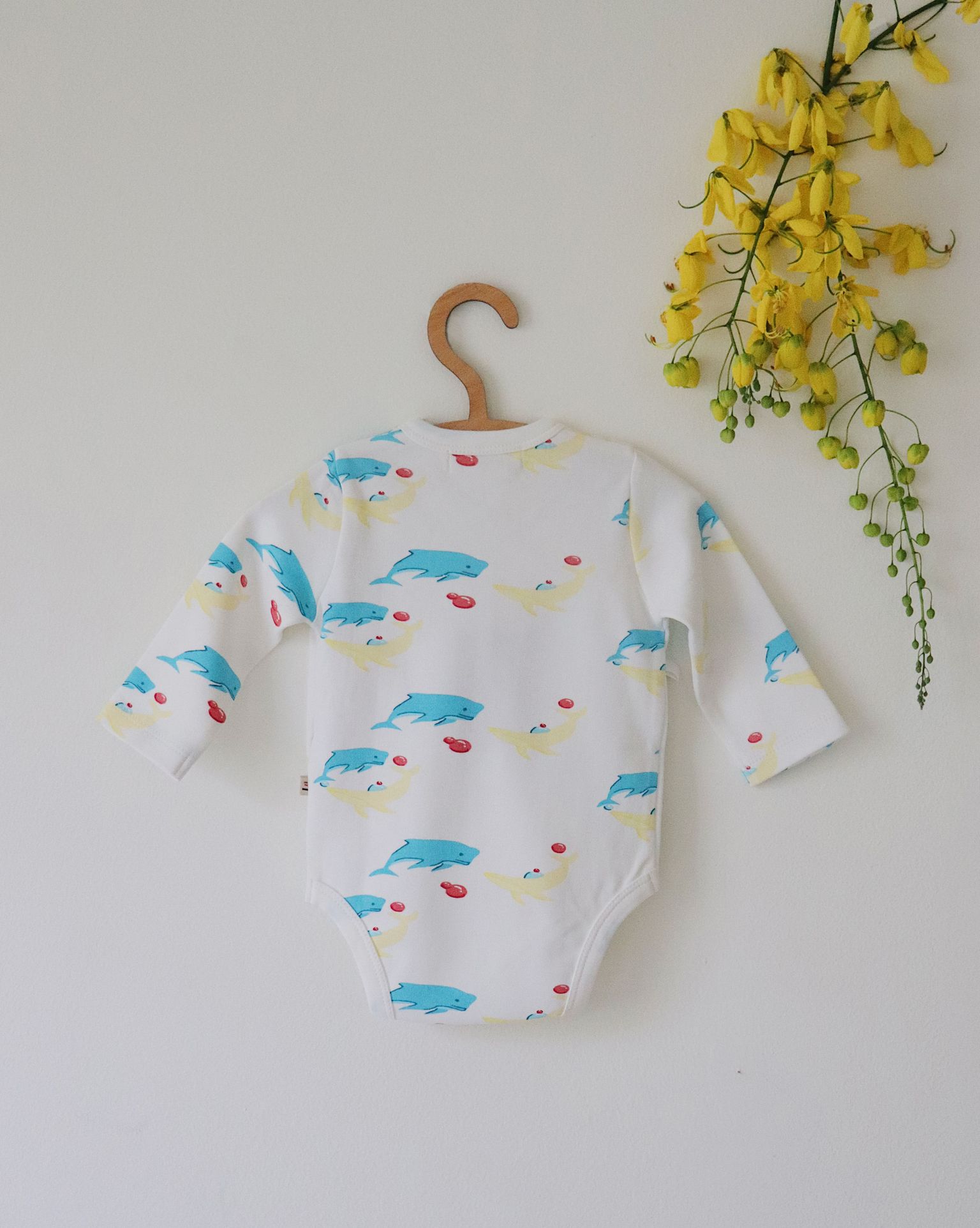 Organic Kimono Onesie (Whale Print)
