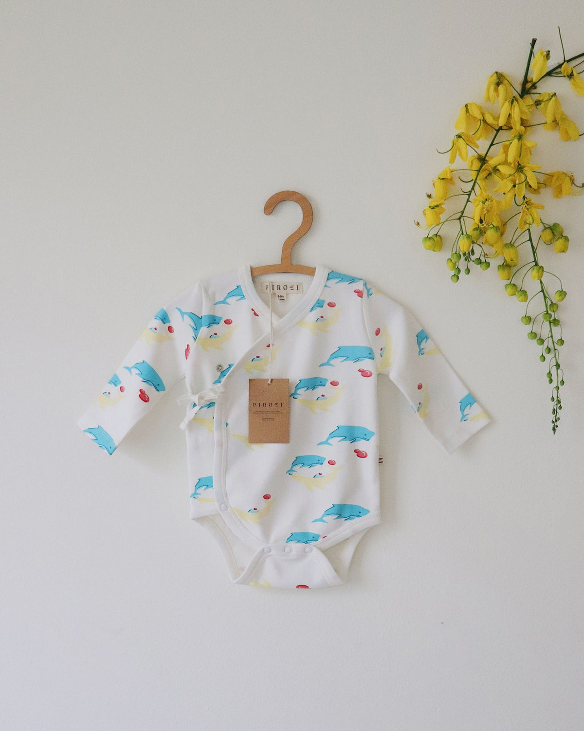 Organic Kimono Onesie (Whale Print)