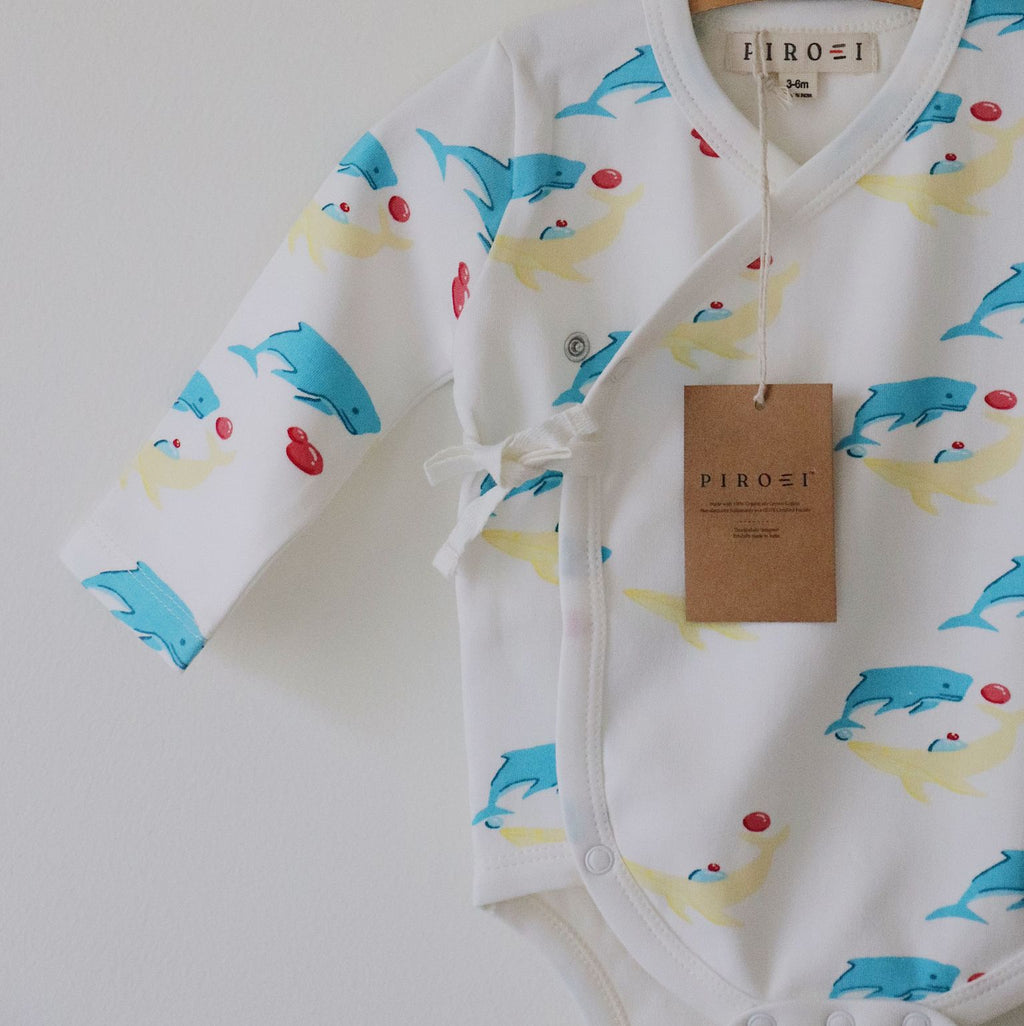 Organic Kimono Onesie (Whale Print)