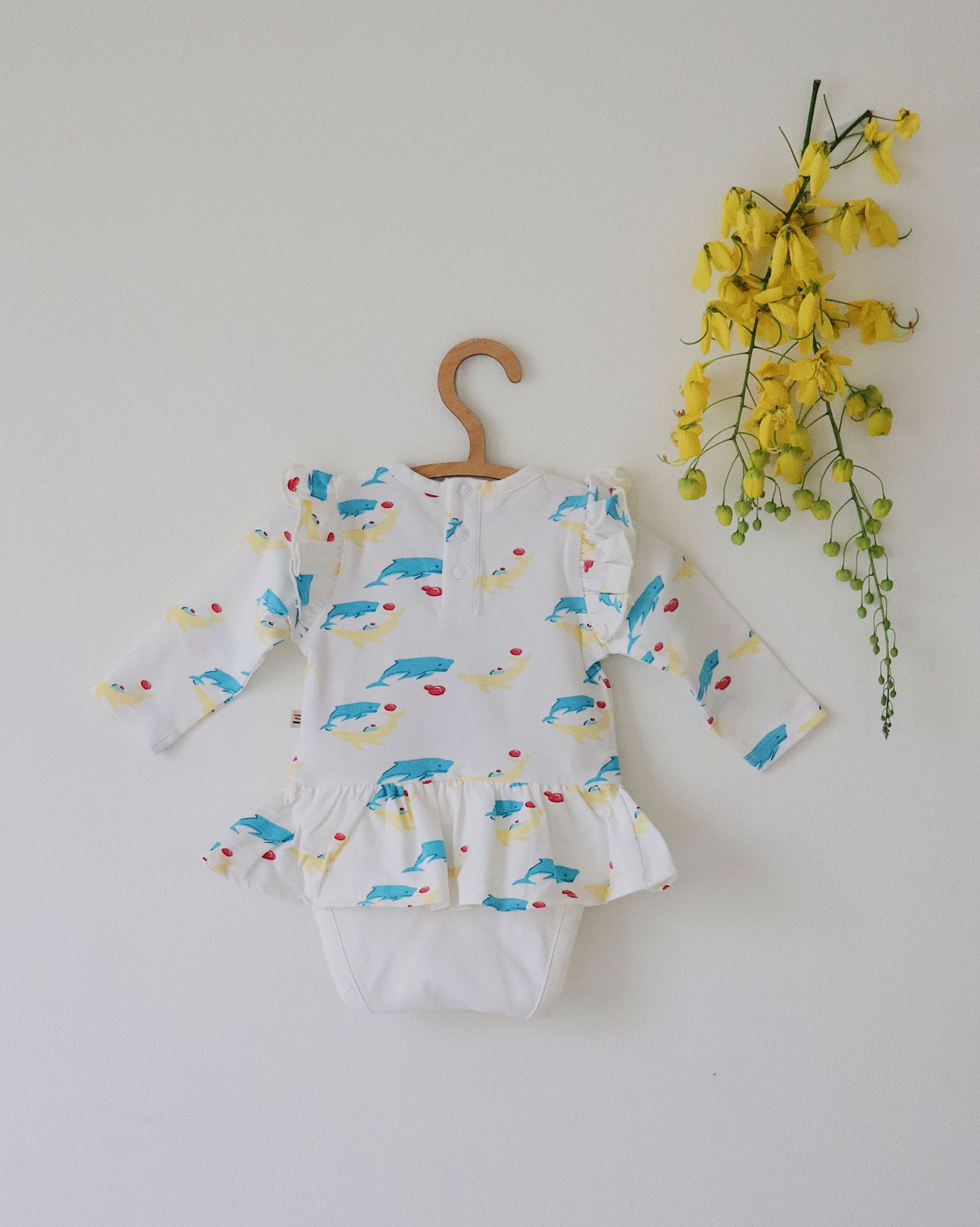 Organic Peplum Onesie  (Whale Print)