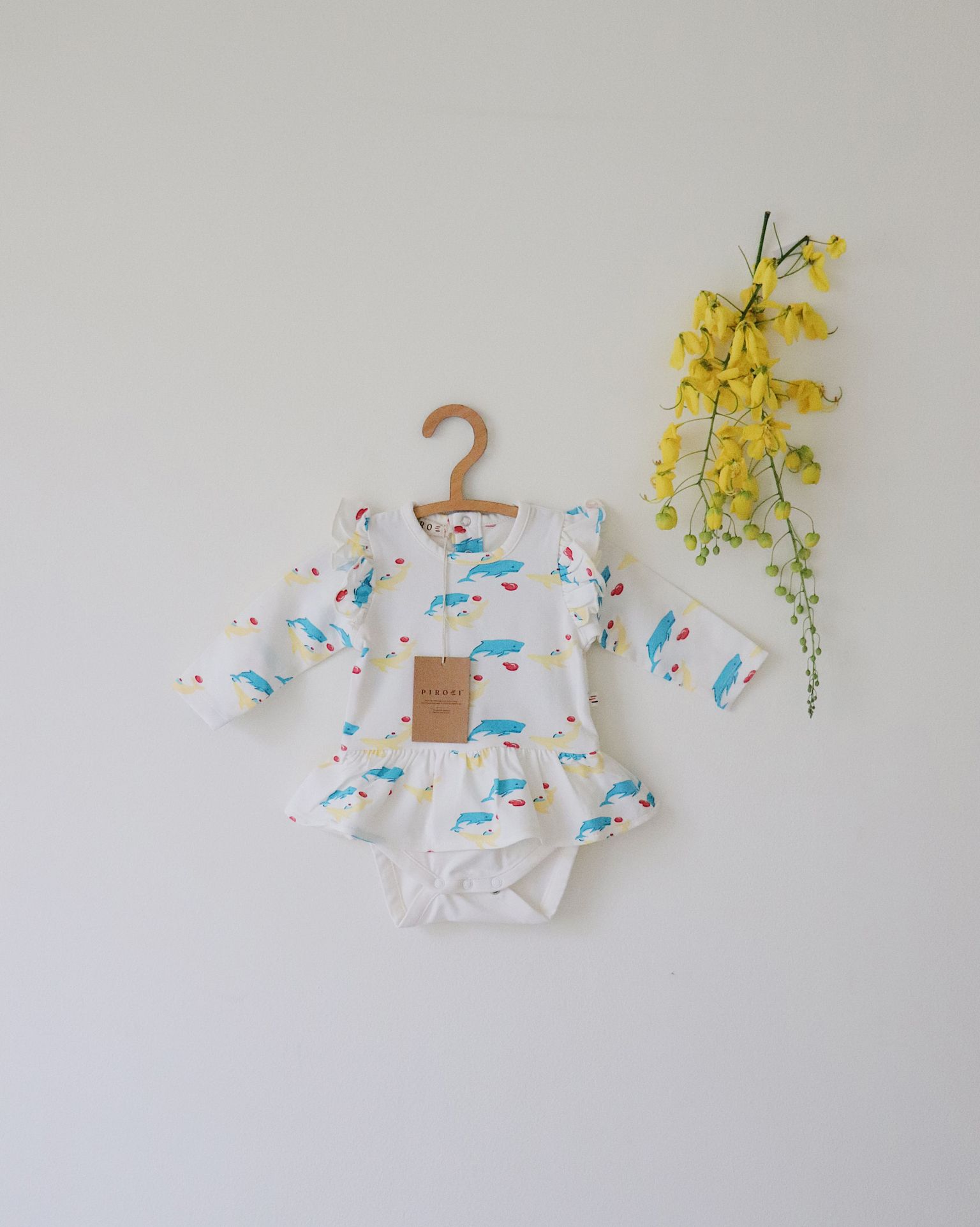 Organic Peplum Onesie  (Whale Print)