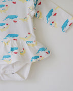 Organic Peplum Onesie  (Whale Print)