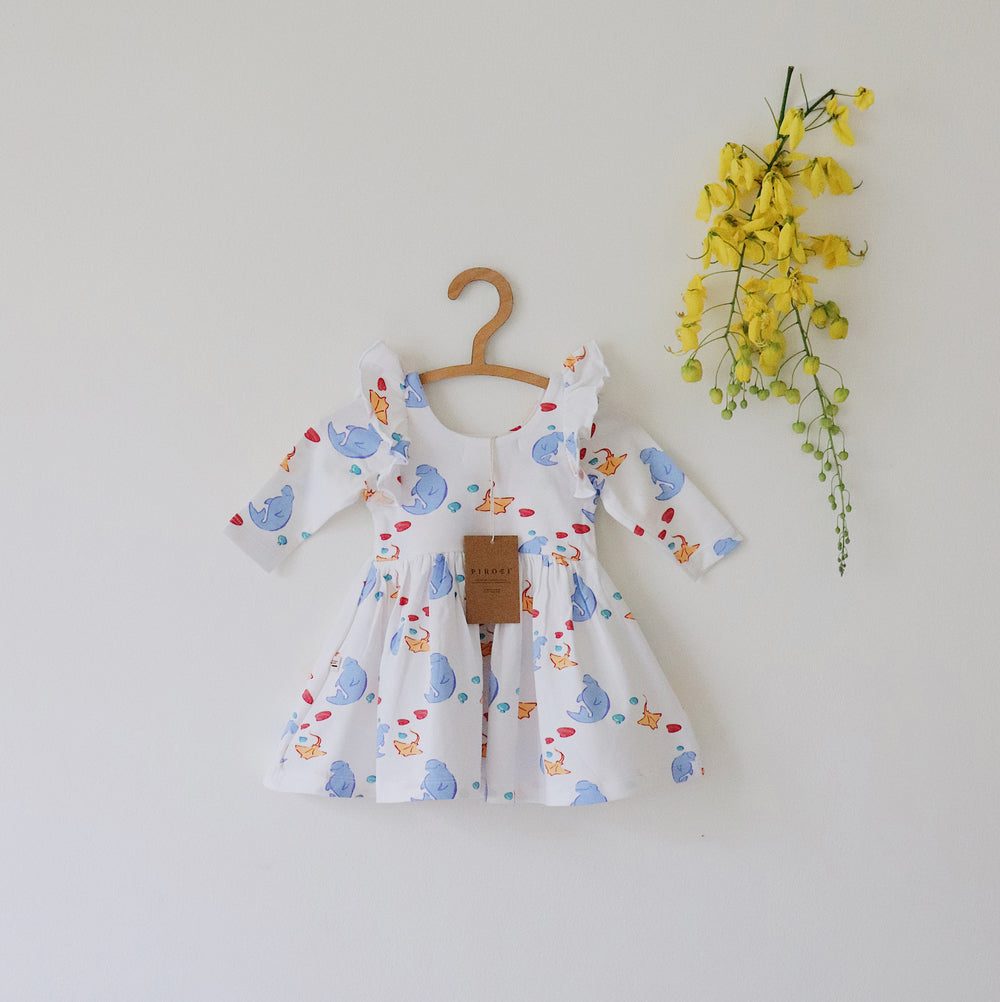 Organic Ruffled Dress (Manta Ray)