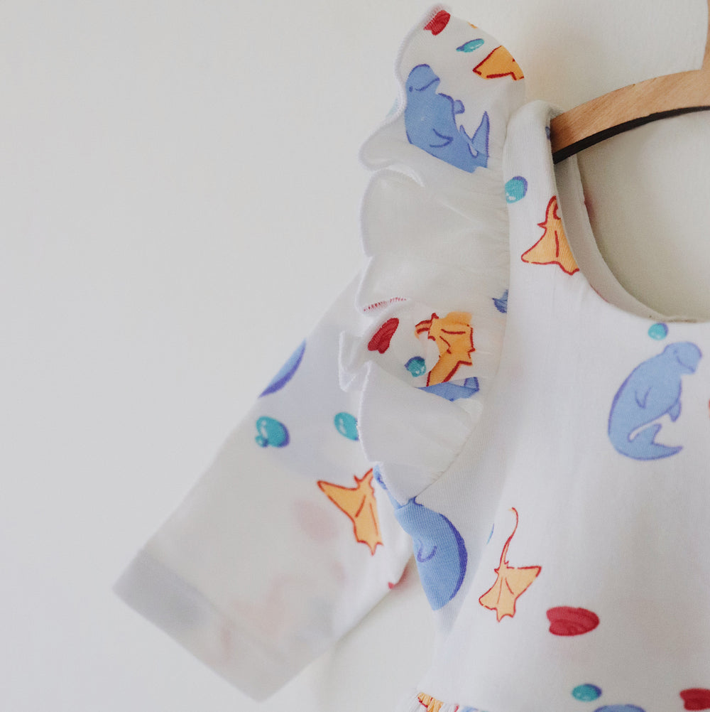Organic Ruffled Dress (Manta Ray)