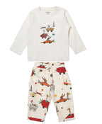 100% Cotton Printed Full Sleeves Tee & Jogger Set N Suits - Ecru