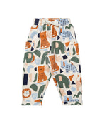 100% Cotton Full Sleeves Animal Printed Tee With Aop Joggers - Orange/Ecru