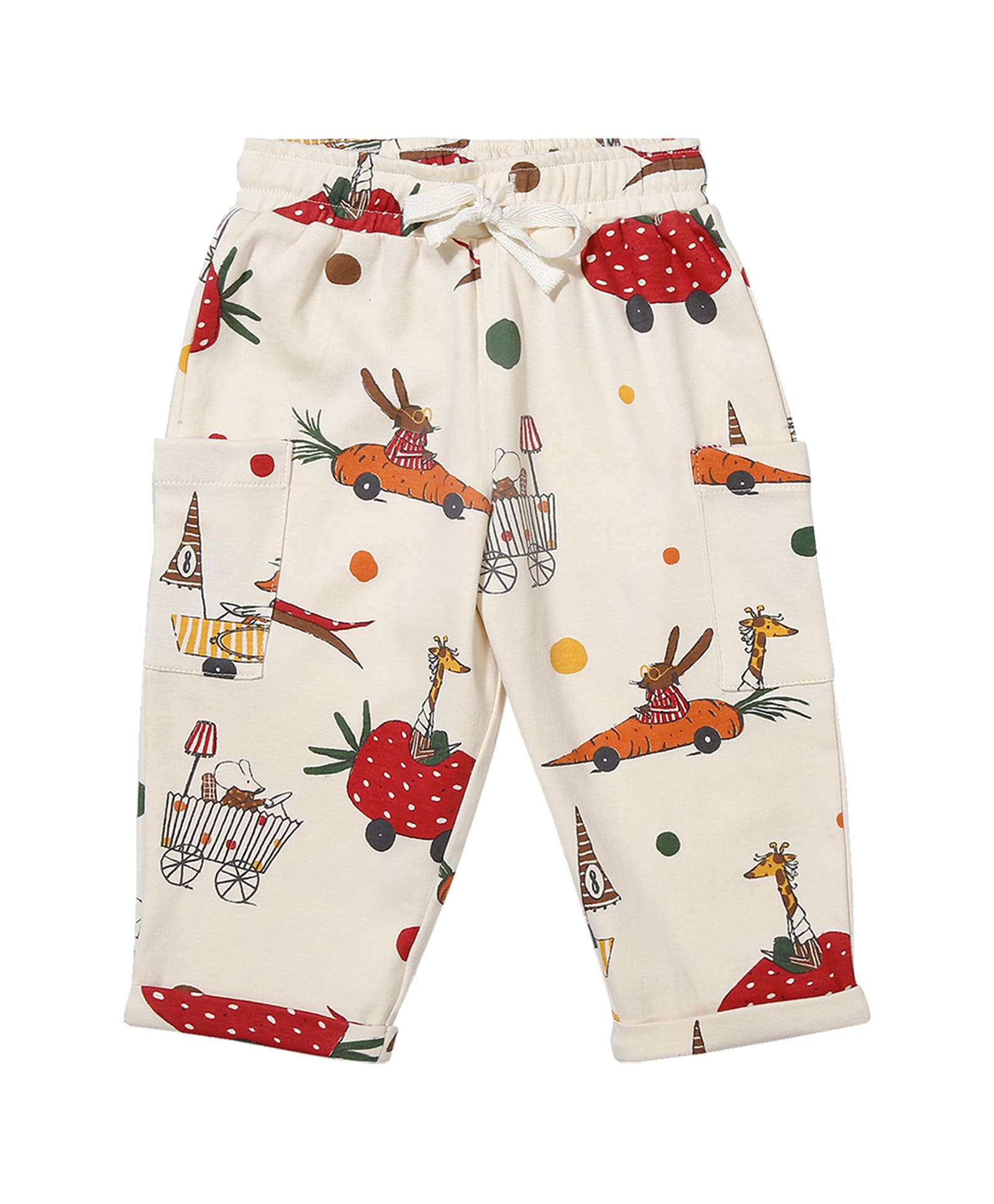 100% Cotton Printed Full Sleeves Tee & Jogger Set N Suits - Ecru