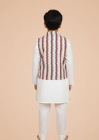 White Kurta Payjama with Zig Zag Jacket
