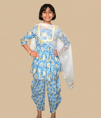 Blue printed peplum coord set for girls