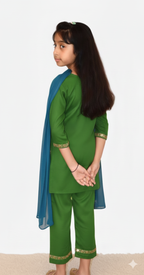 Girls Pink Suit set with Orange dupatta