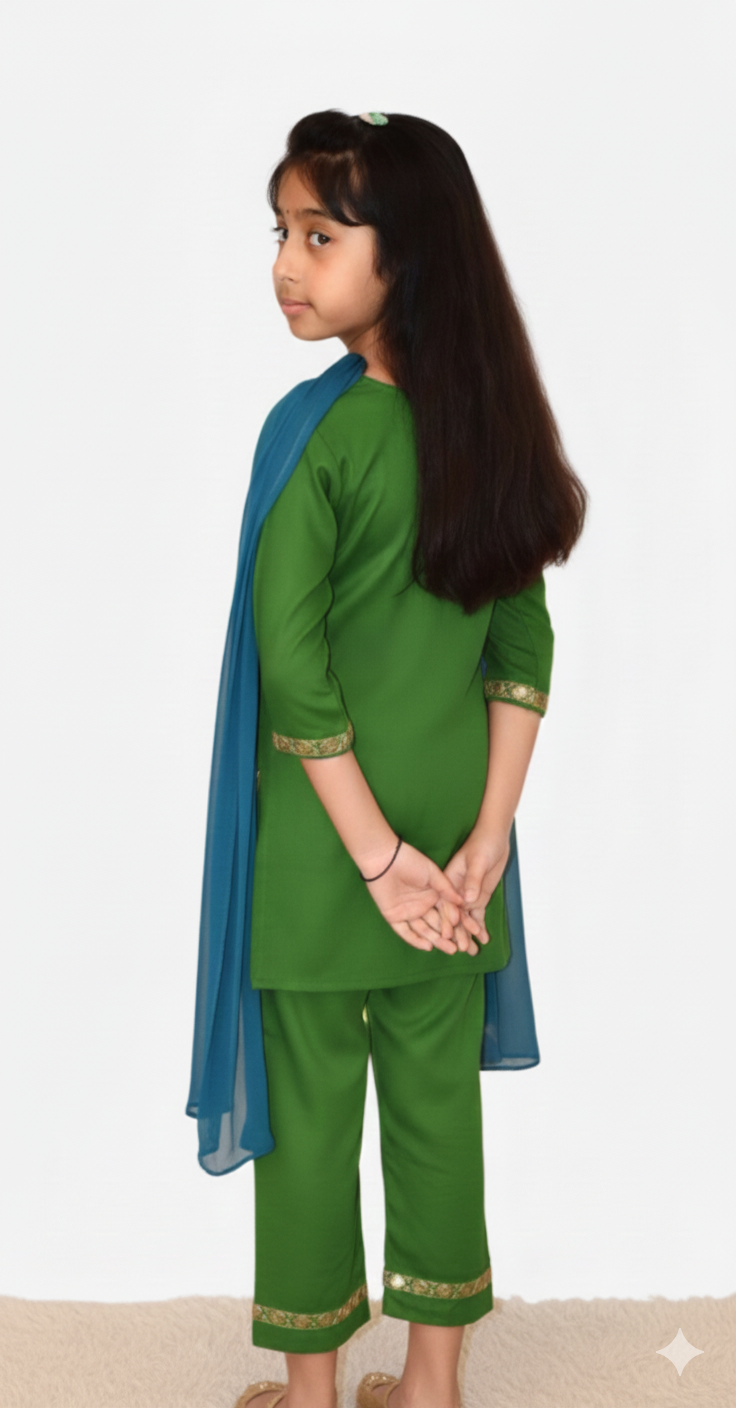 Girls Pink Suit set with Orange dupatta