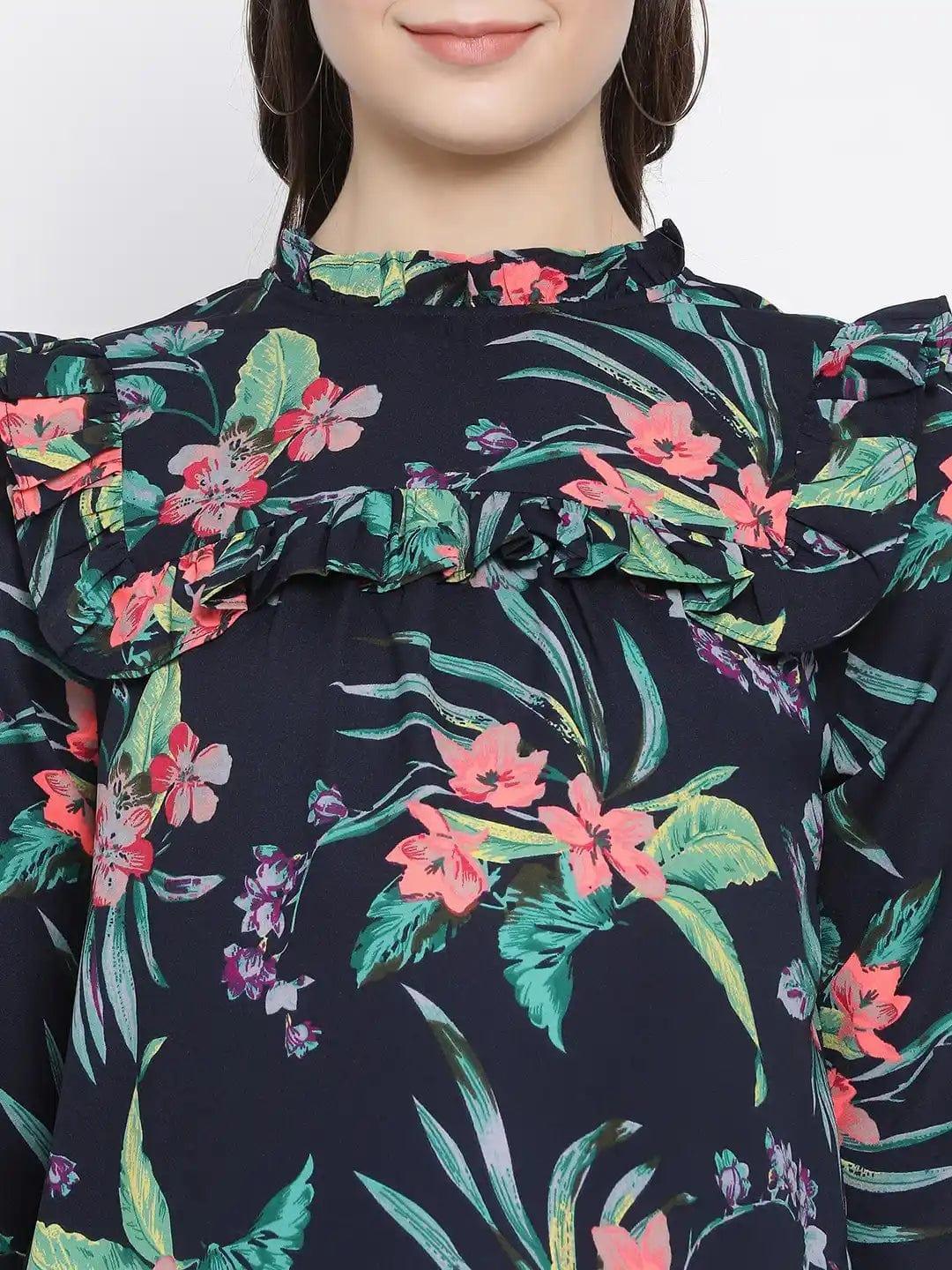 Multicolor Floral Wave Maternity Top