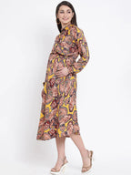 Women Multicolor Tropical Print Maternity Dress