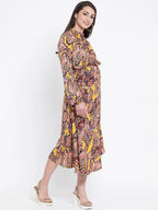 Women Multicolor Tropical Print Maternity Dress