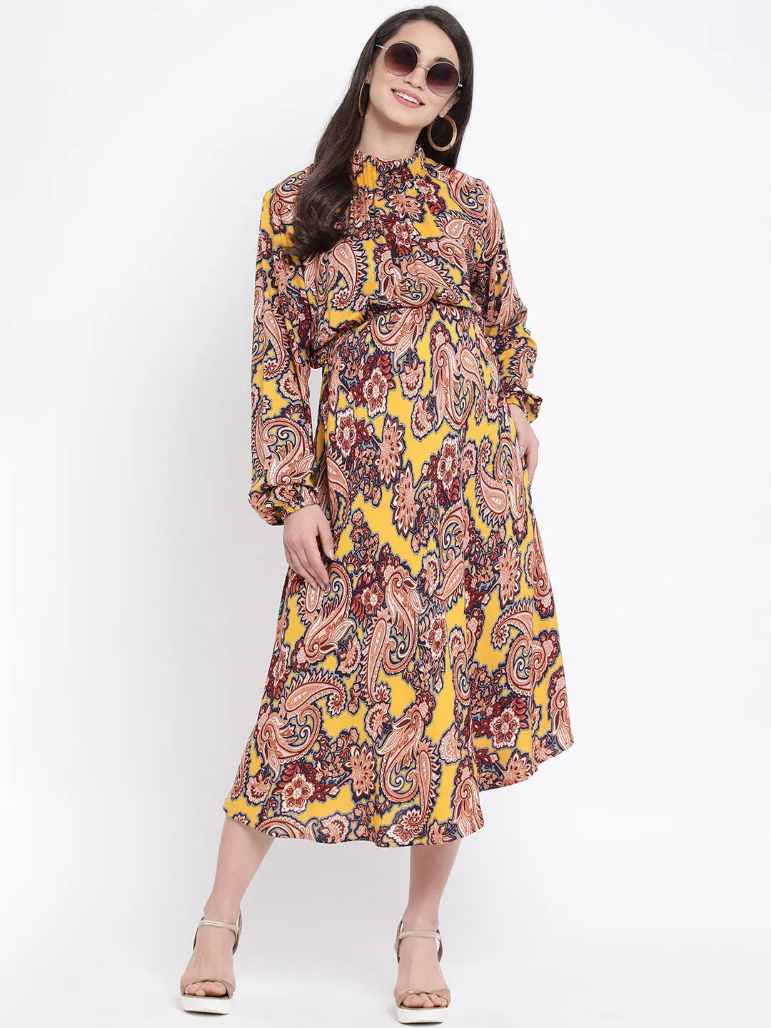 Women Multicolor Tropical Print Maternity Dress