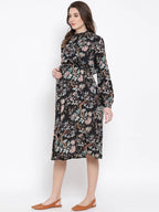 Multicolor Floral Print Maternity Dress