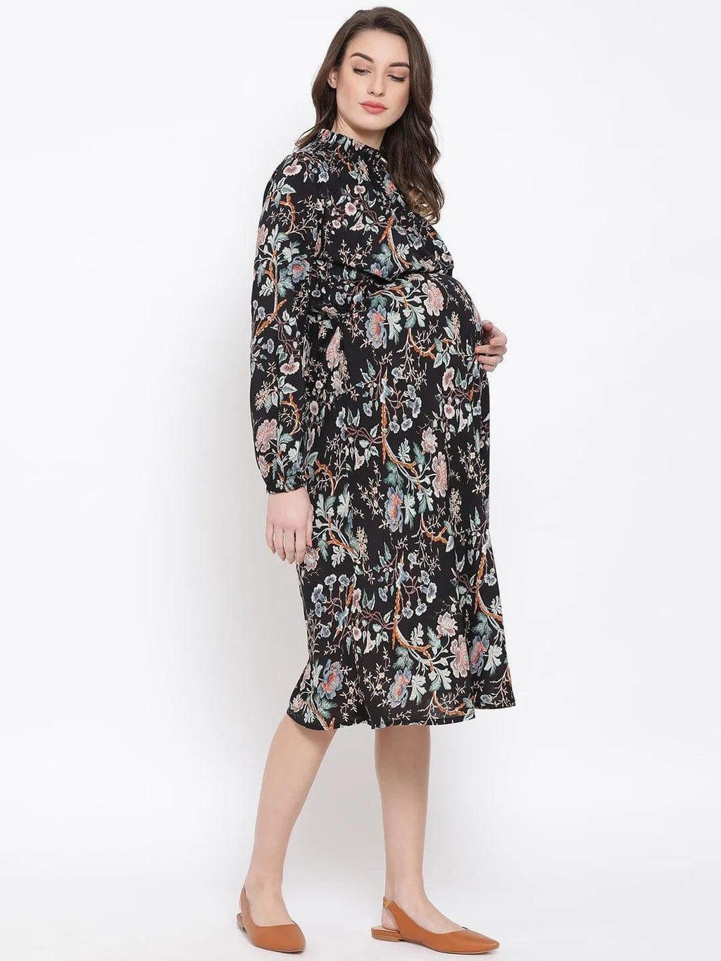 Multicolor Floral Print Maternity Dress