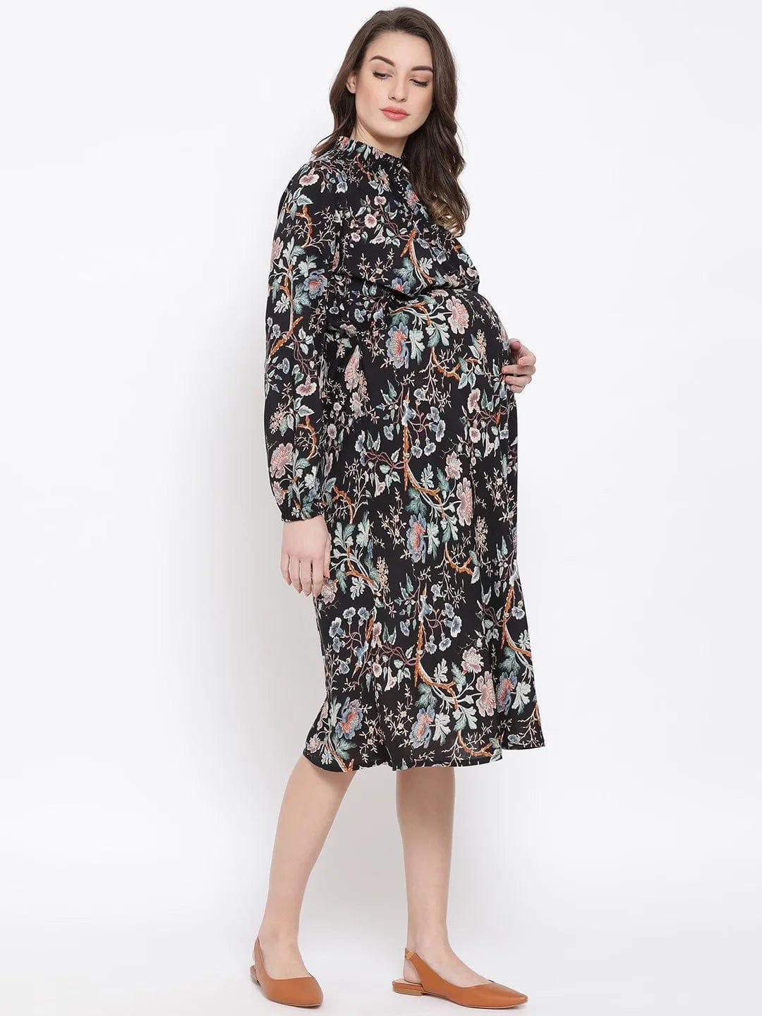 Multicolor Floral Print Maternity Dress