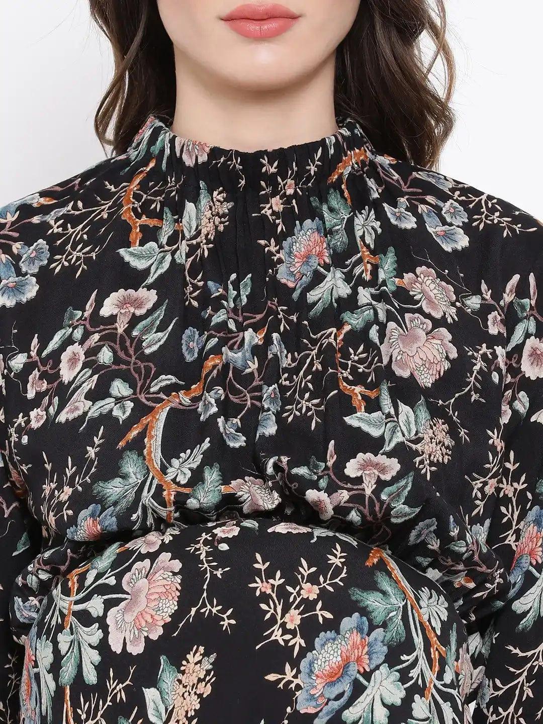 Multicolor Floral Print Maternity Dress