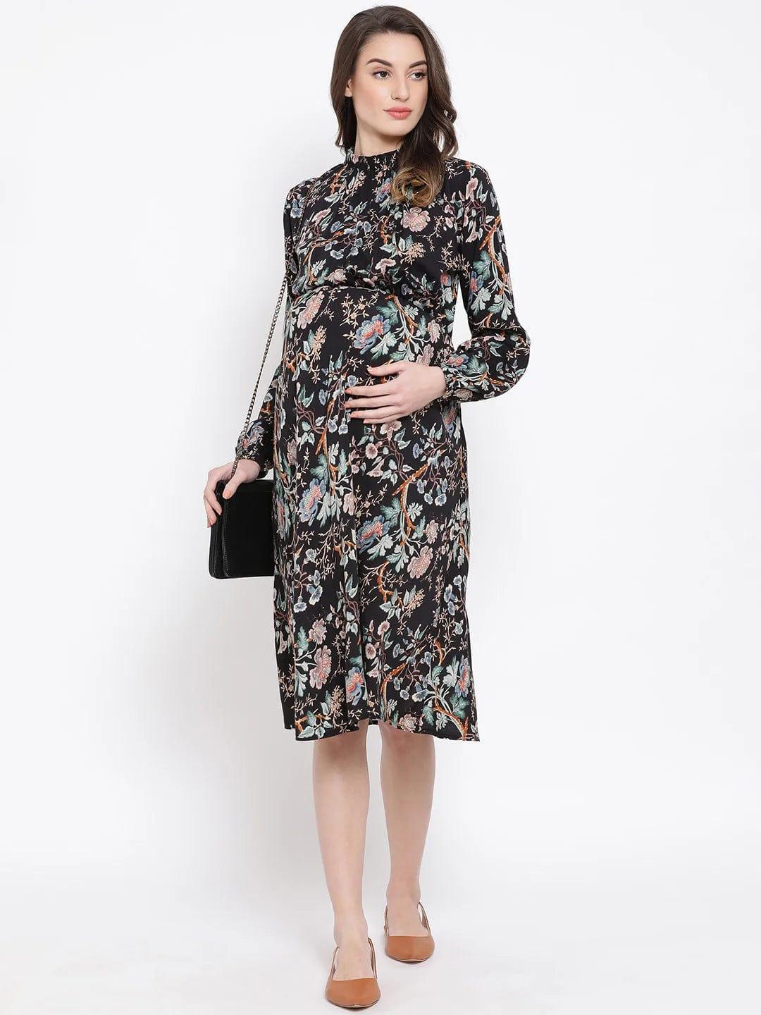 Multicolor Floral Print Maternity Dress